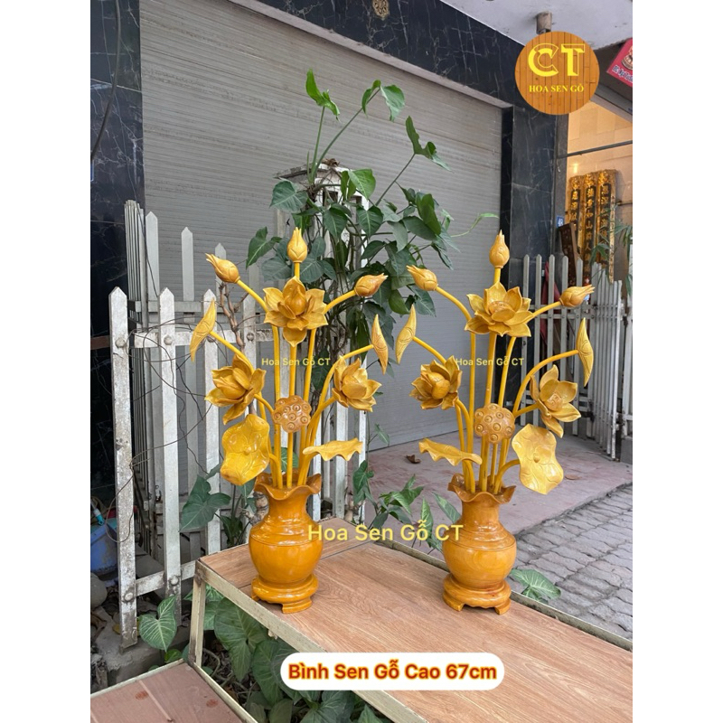 Hoa Sen Gỗ Cao 67cm