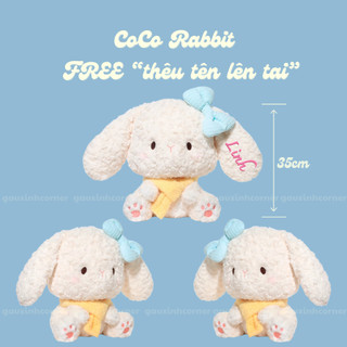  Gấu bông thỏ CoCo nơ xanh đáng yêu thêu tên theo yêu cầu 
