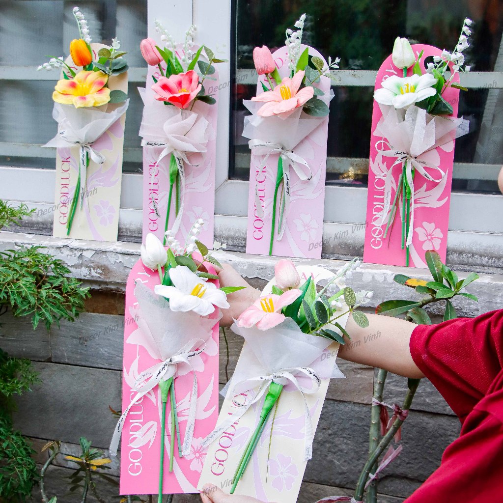 Thẻ Hoa Tulip Mix HTT04 Kèm Túi & Thiệp Làm Quà Tặng Valentine, Quà Tặng 8/3, Quà Sinh Nhật, Dịp Lễ