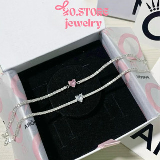  Lắc tay bạc nữ 20.STORE Jewelry vòng tay bạc đính đá trái tim cá tính trang sức nữ bạc S925 cao cấp  Tặng nước rửa bạc  