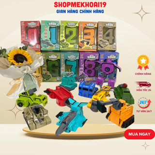 Robot biến hình cỡ lớn nắp ghép đồ chơi con số biến hình từ 0-9 comb 4 món lắp thành được một bộ