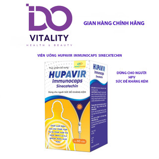 Viên uống Hupavir Immunocaps hỗ trợ đào thải HPV, sùi mào gà , hỗ trợ tăng cường đề kháng cho cả nam và nữ lọ 60 viên