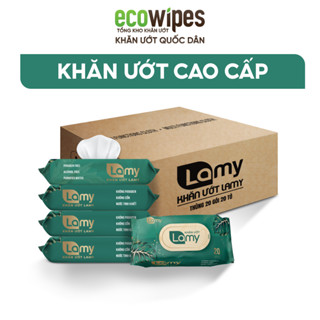 HÀNG CÔNG TY_Thùng 20 gói khăn ướt Lamy  gói 20 tờ không cồn không parabens cao cấp dành cho em bé