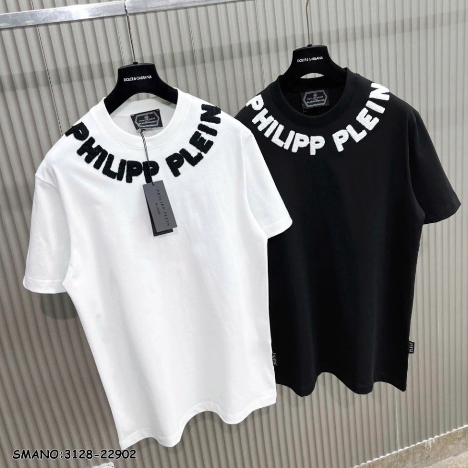 Áo Phông Nam Nữ Phối Chữ Philipp Plein Quanh Cổ-Áo Thun Nam PP Philip Mẫu Mới Hot Hit 2025