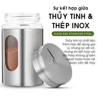 Lọ gia vị muối tiêu inox 100ml - Hũ đựng tăm tiện dụng - Lọ rắc tiêu, hũ đựng gia vị