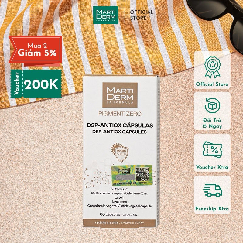 [Date mới nhất 2026] Martiderm - Viên Chống Nắng, Làm Sáng Da - MartiDerm Pigment Zero DSP Antiox Ca