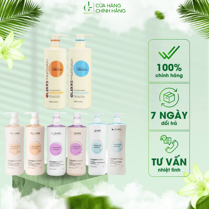 Cặp dầu gội xả Olexrs Argan Oil Collagen Hair Salon cho tóc khô hư tổn