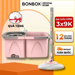 Bộ cây lau nhà thông minh xoay 360 độ BONBOX BCT706, cây lau nhà tự vắt có 2 ngăn tách nước bẩn có thể tháo rời