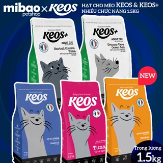 (1.5kg) Thức ăn hạt cho mèo KEOS - Hỗ trợ tiêu búi lông - Đường tiết niệu - Hải sản - Mibao Pet Shop