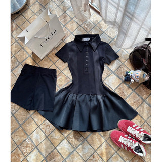 [ FASHIONRUN19 - FASHIONHOT19 ] Đầm polo đen viền cổ trắng(sẵn tại shop )