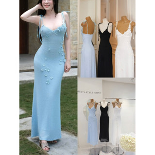 [VIDEO MMUSE STORE] Đầm hai dây đuôi cá cột nơ vai đính hoa siêu tôn dáng