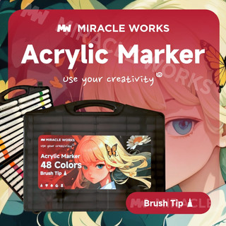  Miracle Works Bút Màu Acrylic Marker  Đầu bàn chải  12 24 36 48 60 80 màu Tăng Thêm 90% Mực Màu Tô Trên Mọi Chất 