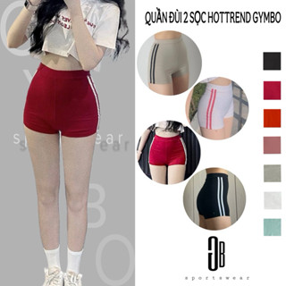 Quần short đùi thể thao cao cấp nữ 2 sọc GB cạp lưng cao ôm nâng mông tập gym yoga nhảy dance