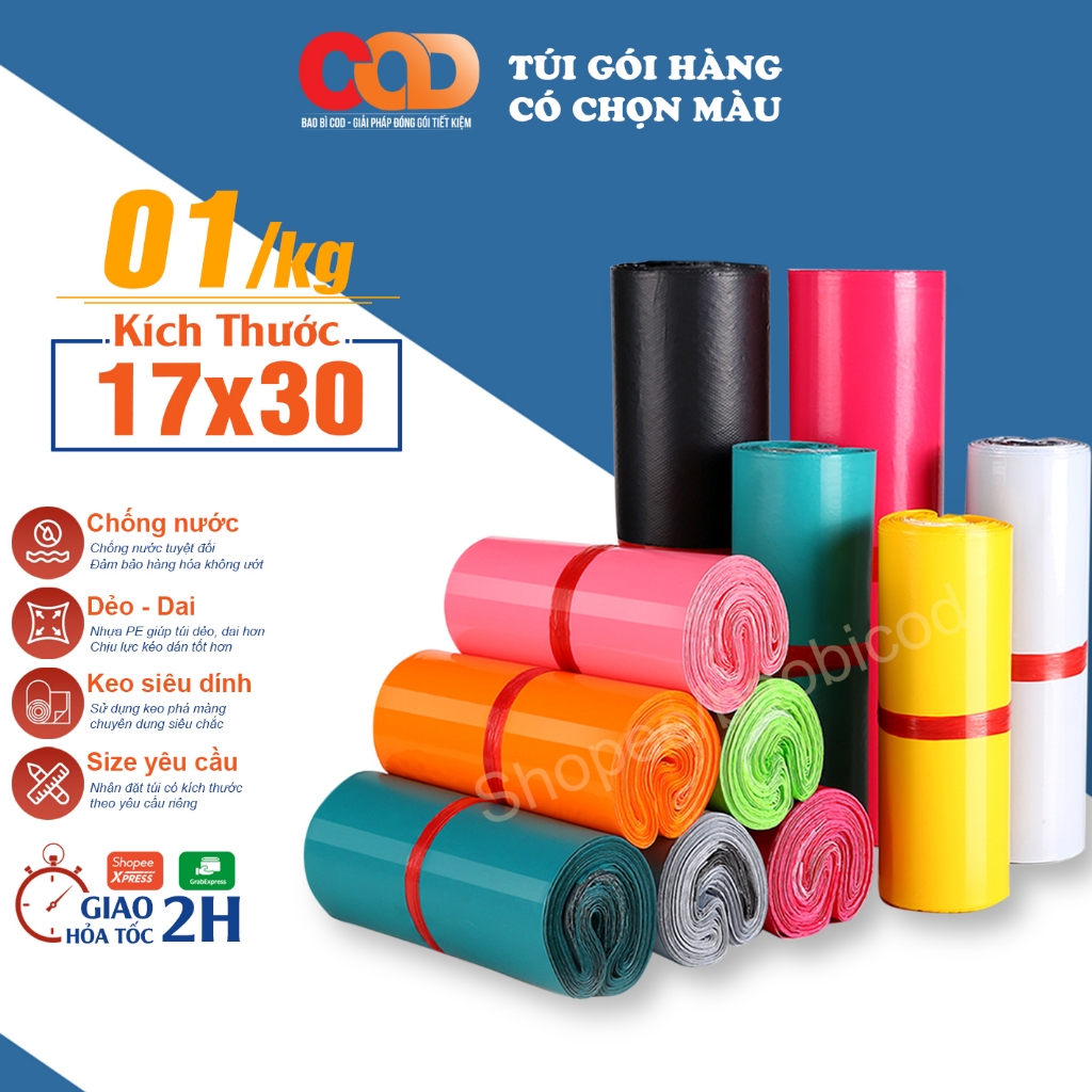 1Kg Túi Gói Hàng Túi Niêm Phong Tự Dính - Size 17x30cm
