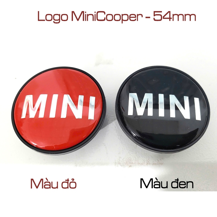 Ốp chụp mâm cho xe Mini Cooper, Logo xe Mini Cooper ốp mâm (đường kính 54mm). 2 màu đỏ và đen.