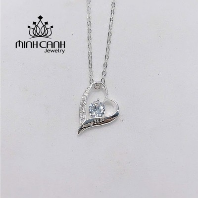Vòng Cổ Bạc Nữ Đẹp Hình Trái Tim Khắc Tên Khắc Chữ Theo Yêu Cầu - Minh Canh Jewelry