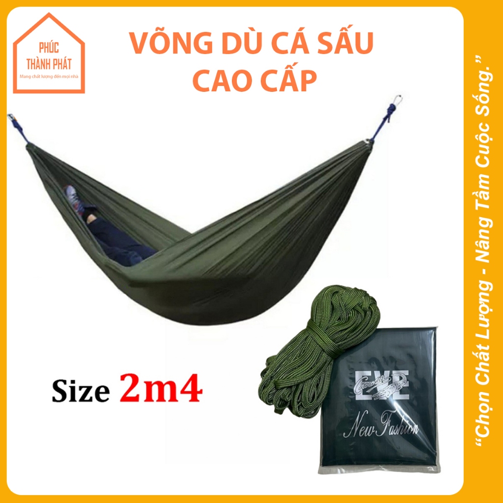 Võng Dù Cá Sấu 2 Lớp Loại Tốt Dày Dặn - Kèm 3m Dây Dù Buộc Võng - Võng Vải Bố Trơn