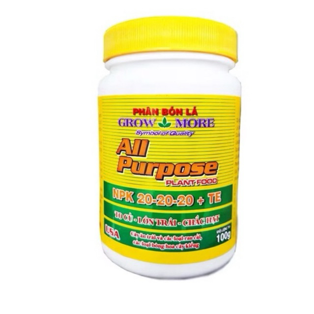 Phân bón lá 20-20-20 + TE cao cấp All Purpose - Lọ 100 gram