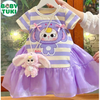 Váy bé gái đuôi cá hoạ tiết baby three kuromi, đầm bé gái kuromi hot hit, váy cho bé gái mùa hè sz 10-30kgi