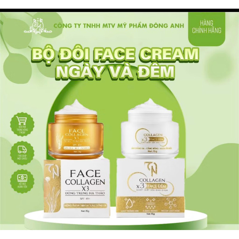 Kem face đêm Kem face ngày KEM FACE NGÀY COLLAGEN X3 ĐÔNG TRÙNG HẠ THẢO KEM FACE ĐÊM TN COLLAGEN X3 