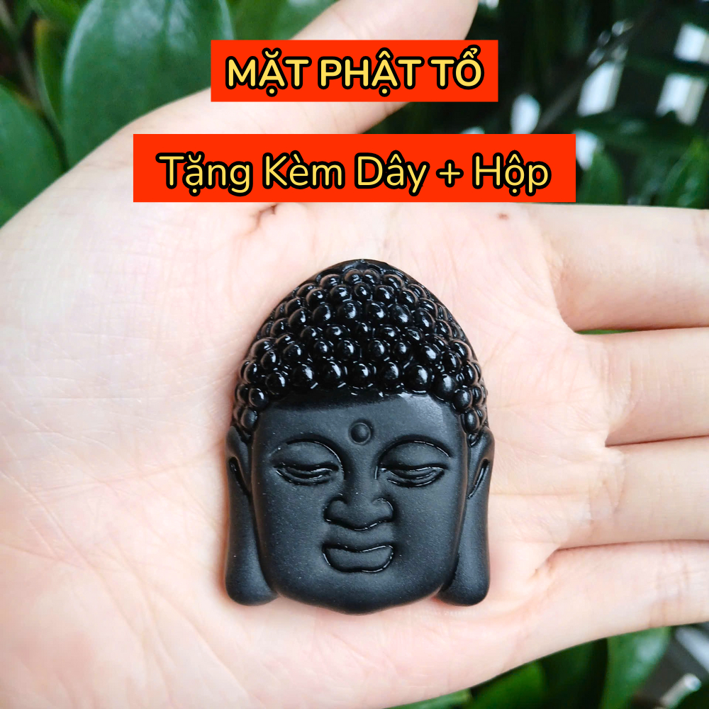 Mặt Dây Chuyền Phật Tổ Đá Obsidian Tự Nhiên 100%, Vòng Cổ Phật Tổ Phong Thuỷ