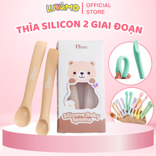 Thìa ăn dặm silicon cho bé Misan, muỗng ăn dặm uốn cong đa chiều 2 giai đoạn cho bé từ 4 tháng chịu nhiệt Luvamo