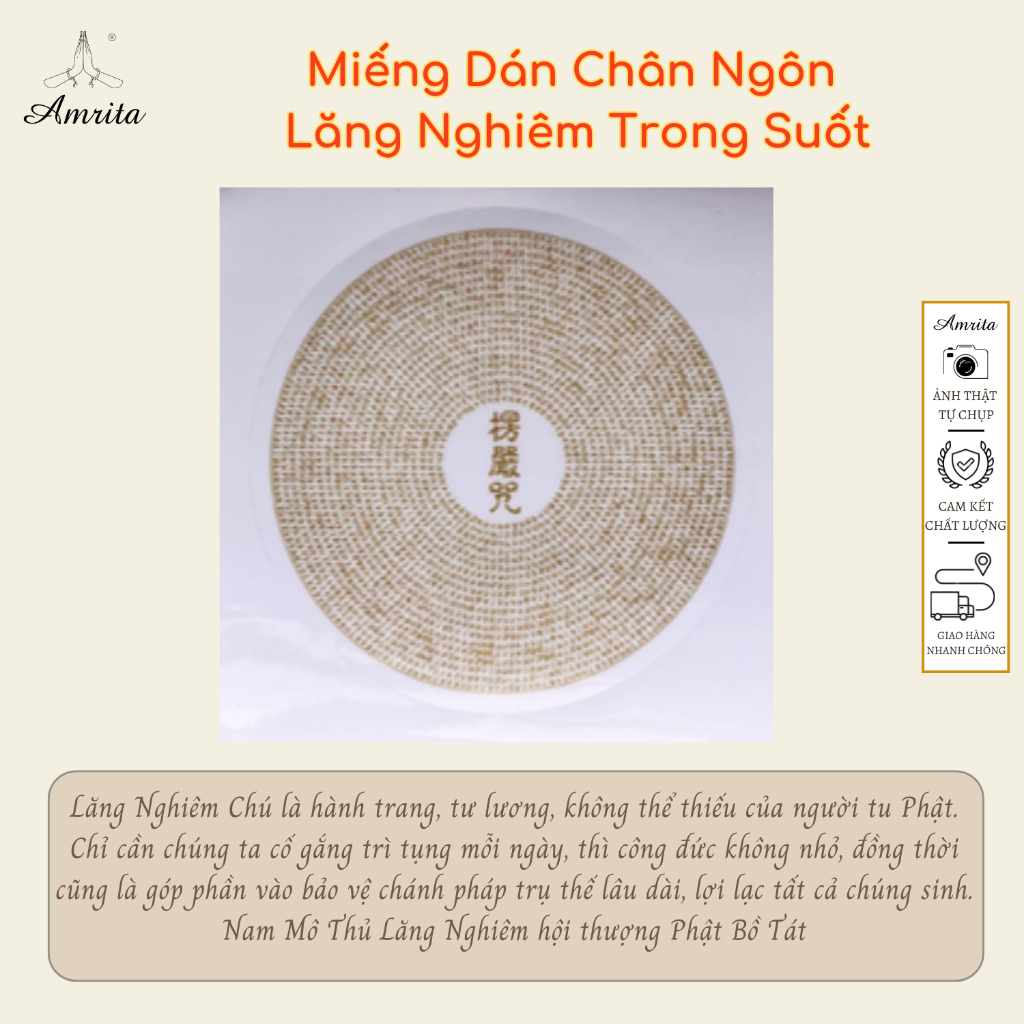 Miếng Dán Chân Ngôn Lăng Nghiêm Trong Suốt - Amrita