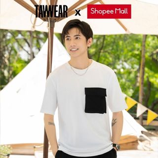S24MAT554 - Áo phông nam TAWEAR phối túi hộp ngực trẻ trung, năng động