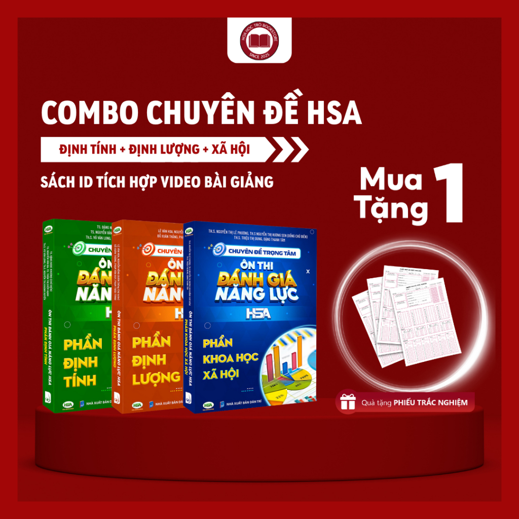 [HSA 2025] Combo Sách chuyên đề ôn thi đánh giá năng lực Hà Nội (Định tính + Định Lượng + Khoa Học X