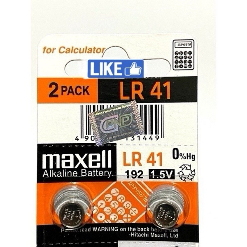 Pin LR41 AG3 192 Maxell Chính Hãng Vỉ 2 Viên