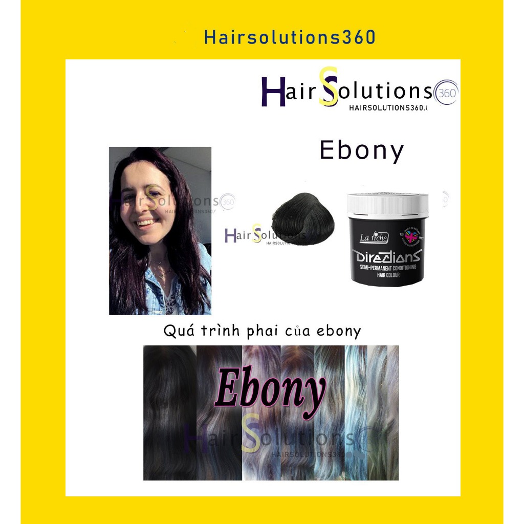 Màu Ebony - Thuốc nhuộm tóc Lariche Directions dạng Semi-pernament - HairSolutions360 - la riche dir