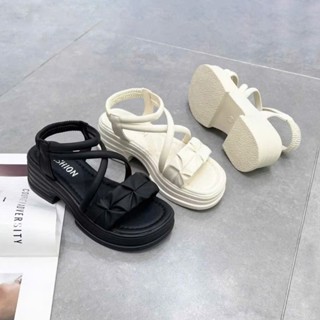 Dép Sandal - Dép Quai Hậu Nữ Nhún Chun Quai Chéo Đế Độn 5cm Êm Chân Chống Trơn Trượt