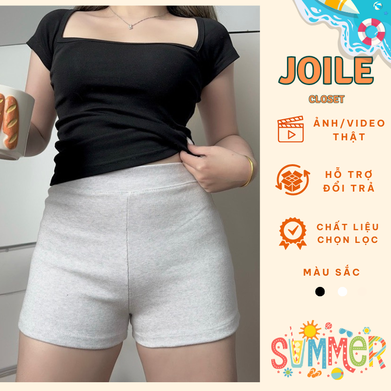 Quần legging đùi chất cotton tăm dày dặn, combo 3 quần đùi Joile_Closet