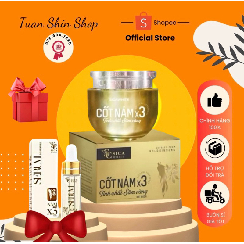 [Chính Hãng] [Tặng Serum] Kem Cốt Nám X3(30gr) + Serum Cốt Sâm (5ml) Sica White