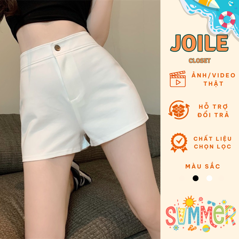 Quần Short Nữ Cạp Cao Chất Umi Co Giãn Cúc Cài Khóa Giữa Joile_Closet
