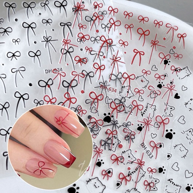 sticker nơ dán trang trí móng nhiều mẫu