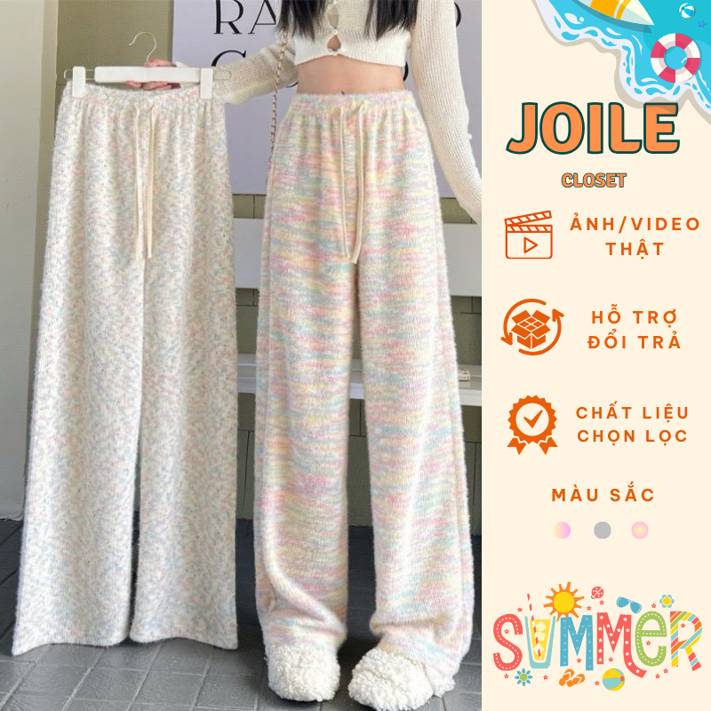 Quần len lông, quần ống suông chất len lông, quần dài ống rộng cá tính Joile Closet
