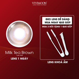 Kính áp tròng VIVIMOON LENS 1 ngày màu nâu trà sữa tự nhiên Milk Tea Brown (Giá 01 chiếc)