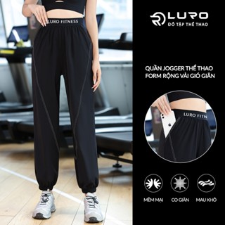 Quần jogger thể thao nữ Louro Q107, kiểu quần tập form rộng vải gió giãn che khuyết điểm, nhanh khô