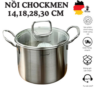 Nồi inox CHOCKMEN 14,18,28,30 cm, nồi canh sâu lòng CHOCKMEN, nồi thành cao 14cm, nồi inox nấu canh