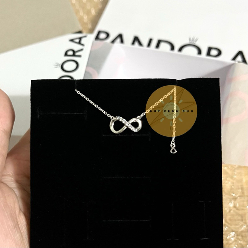 CHÍNH HÃNG - PANDORA Sparkling Infinity Collier necklace (Sterling, White Zirconia) - Dây cổ, chuyền