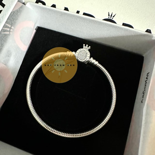 CHÍNH HÃNG - Pandora Moments Snake Chain Bracelet (Crown Clasp, Silver Sterling) Vòng/lắc tay bạc 925, khoá vương miệng