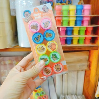 [Combo 10] Hộp 10 con dấu hình capybara, sanrio hoạt hình dễ thương