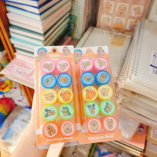 [Combo 10] Hộp 10 con dấu hình capybara, sanrio hoạt hình dễ thương