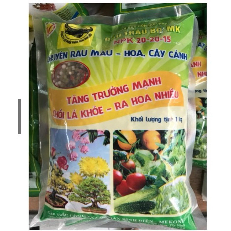 Phân bón Đầu Trâu 20-20-15+TE Chuyên cho Rau Màu, Hoa và Cây Cảnh 1kg