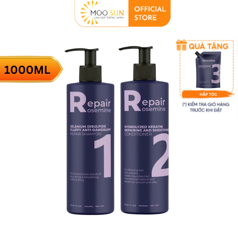  Dầu gội xả phục hồi làm phồng tóc ngăn ngừa tóc gãy rụng Rosemine Repair 500ml 1000ml 