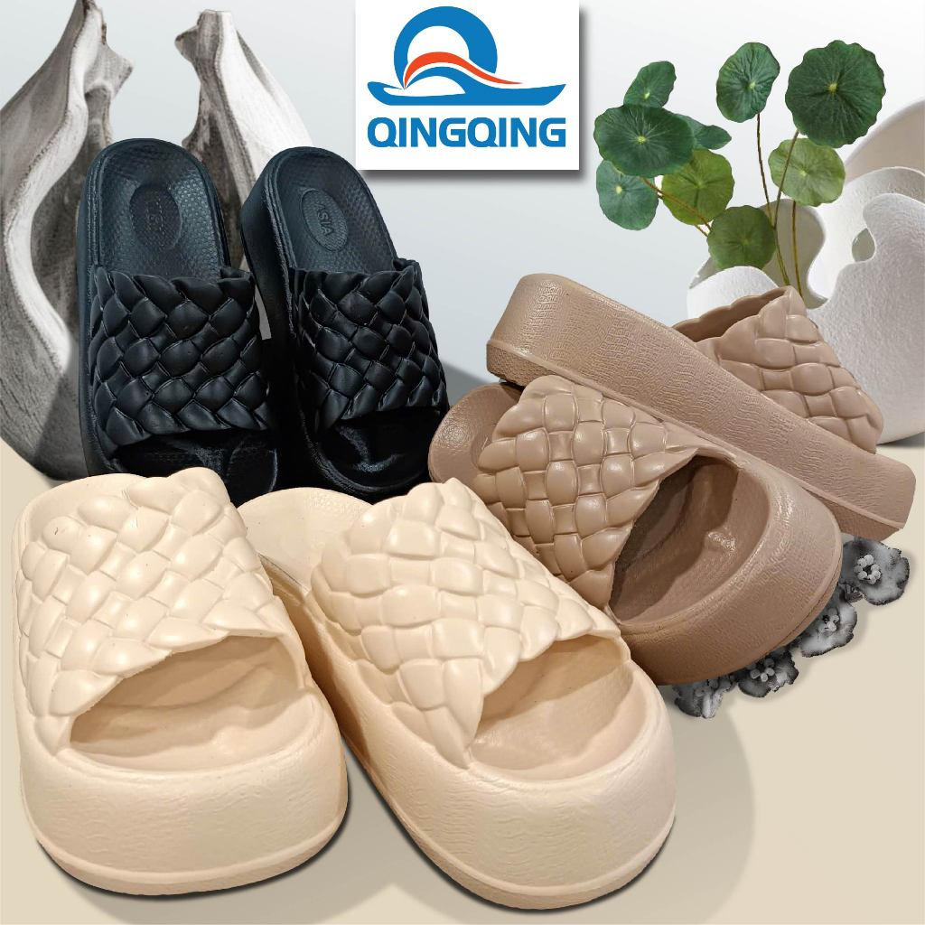 Dép quai ngang nữ Aisa đế cao 5cm chống trơn trượt, chất liệu EVA nhẹ êm chân thoáng khí