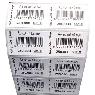Giấy In Mã Vạch 2 Tem (10 Cuộn) 35x22 - Decal Nhiệt 2 Tem 22x35 mm