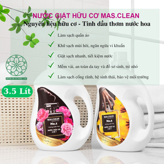 Nước Giặt Xả Hữu Cơ Thơm Lâu An Toàn Cho Bé MAS.CLEAN, Nước Giặt Cho Máy Cửa Trước Và Cửa Trên 3.5L