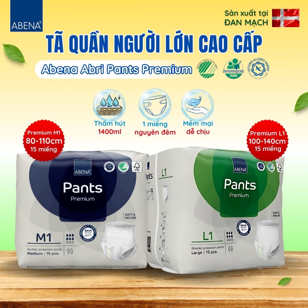 Tã quần người lớn Abena Pants Premium siêu thấm hút lên đến 2.4 lít thoải mái để ngủ qua đêm- Nhập khẩu Đan Mạch